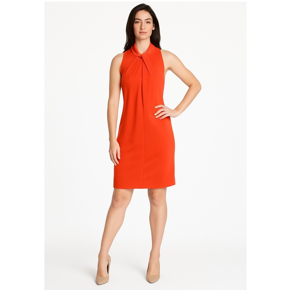 Black Halo Women's Sleeveless Twist Neck Sheath Dress - Red Career Size 12‎